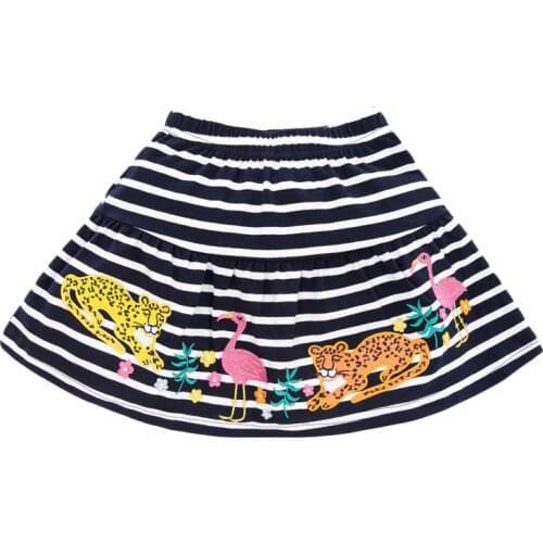 Little Maven New Summer Children Black Striped Leopard Flamingos Appliques Girls 2-7yrs Cotton Knitted Casual Sands Skirts
