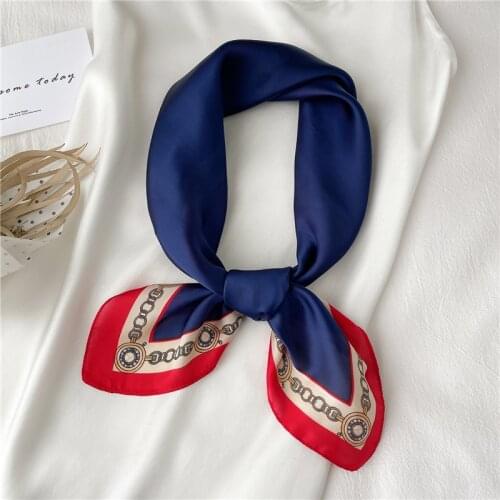 Women Hair Band Square Scarf Satin Shawl Female Bandana Silk Head Wraps Lady Headband Fashion Design Print Neckerchief Headscarf