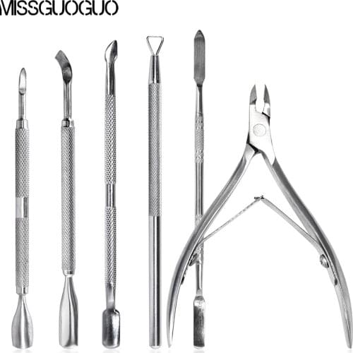 1PC Double-ended Nail Cuticle Pusher Stainless Steel Dead Skin Remover Manicure Cleaner Care Nail Art Pusher Pedicure Tools