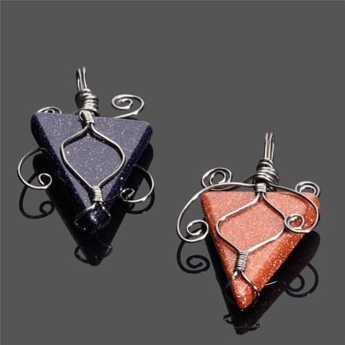 Retail 1pc Natural stone handmade pendant jewelry with Triangle shape creative travel commemoration business gift