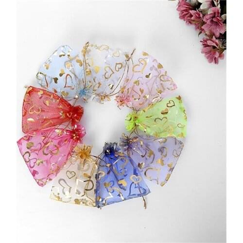 100pcs/lot Bronzings Organza Bag Jewelry Packaging Gift Beam Yarn Net Bag Jewelry Organizer Present Wedding Party Favors Pouches