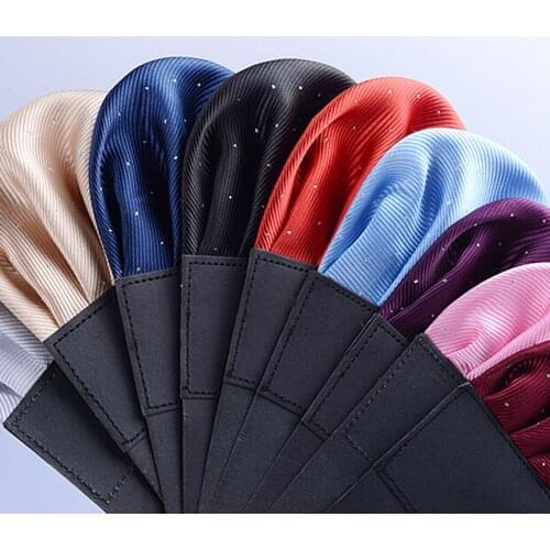 17 Colors Mens Pre-folded Pocket Square Solid Polka Dots Handkerchiefs Gentleman Formal Wedding Party Business Chest Towel