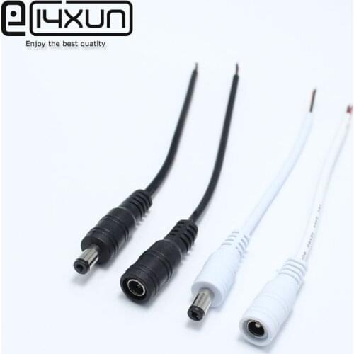 2/5Pcs 5.5*2.1/5.5x2.1mm Plug DC male or Female Cable Wire Connector 3528 5050 LED Strip 15cm length White Black