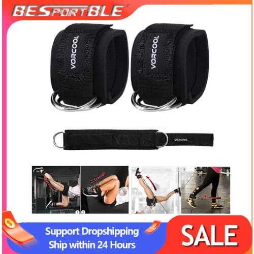 VORCOOL 2pcs Sport Ankle Straps Padded D-ring Ankle Cuffs for Gym Workouts Cable Machines Leg Exercises with Carry Bag (Black)