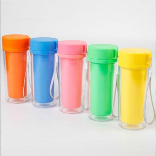 300ml accompanying mug mug thermos double-layer car mug straw with lid acrylic straight mug travel mug outdoor gift
