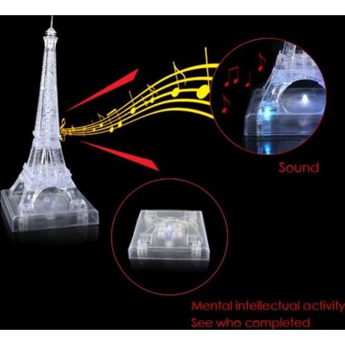3D Crystal Puzzle Building Paris Eiffel Tower Model DIY Jigsaw Puzzles Toys Flashing & Musical Educational Toys for Children
