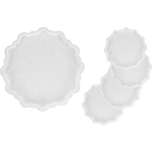 5 Pcs Mandala Coaster Resin Molds,Tray Molds for Resin,Coaster Epoxy Resin Silicone Mold for Making Resin Craft