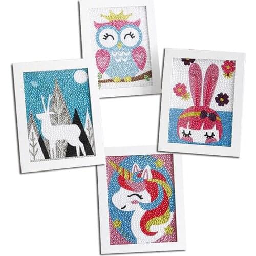 5D DIY Full Drill Round Crystal Diamond Painting Animal Diamond Embroidery kits With Frame Home Decor For Kids Gift