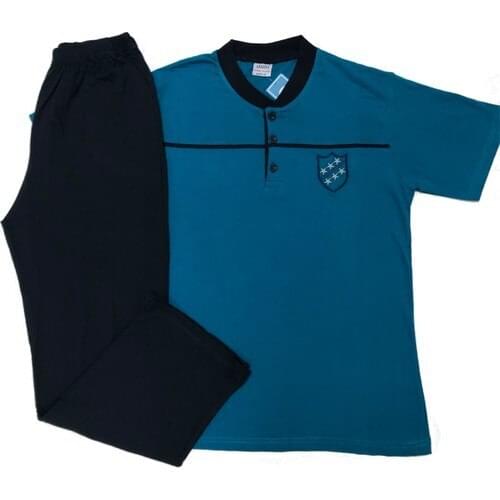 ACACIA Male Short Sleeve Lapel Button and Pockets Sleepwear Suit 1324