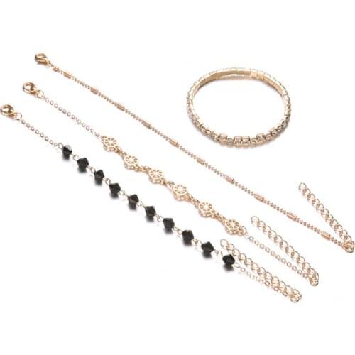 New fashion alloy Ankle multi-layer diamond Bracelets Set Rhinestone 4PCS Alloy Foot Chain Charm Bracelet for Women