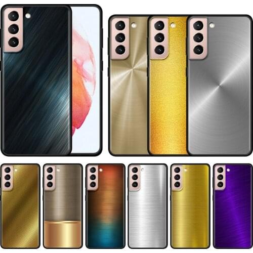 Phone Case For Samsung Galaxy SS20 S21 FE Ultra S10 Lite S9 S8 Plus S10E S7 Edge Fundas Soft Shell Gold Brushed Metal Pattern
