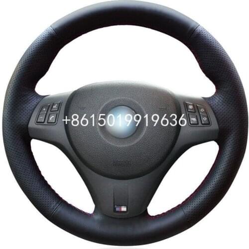For BMW M3 2009-2013 E92 car Hand-stitched steering wheel cover black leather