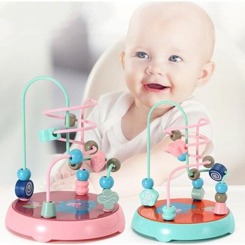 Baby Beaded Beads Colorful Wooden Mini Around Beads Wire Maze Toys Children Kids Educational Toy