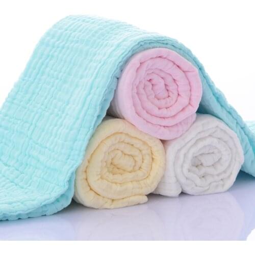 6 Layers Muslin Swaddle Baby Blankets Newborn Cotton Baby Blanket Bath Quilt Solid Newborn Swaddle Baby Boy Girl Blanket