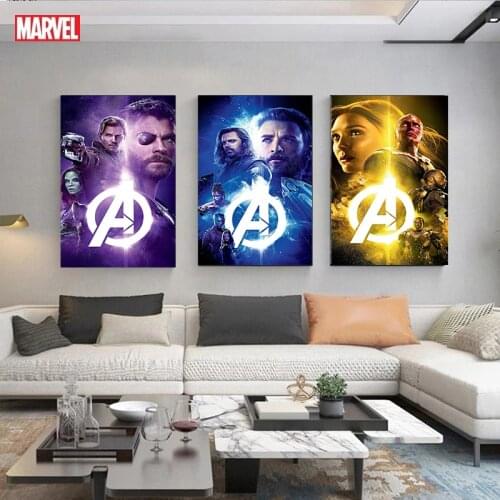 Marvel Avengers Superhero Canvas Painting Anime Spider Man Iron Man Hulk Batman Art Wall Print Poster Home Decor Picture Child