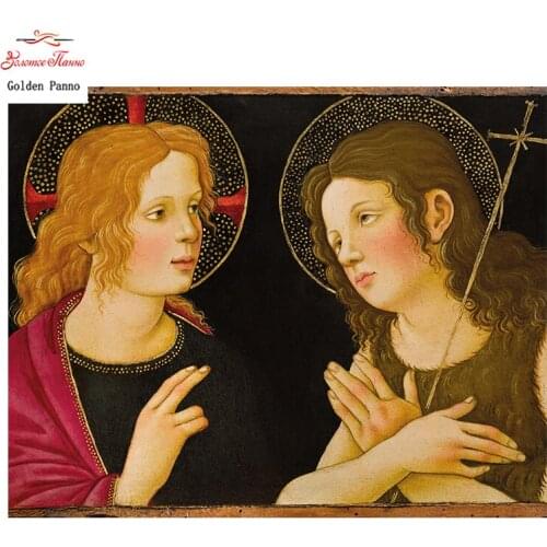 Golden Panno,diamond painting 5D Diy full square Religion Diamond embroidery Two women painting Mosaic picture by rhinestones