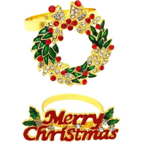 Merry Christmas Napkin Rings Holder Rings for Holiday Christmas Table Decoration Elk Napkin Buckle