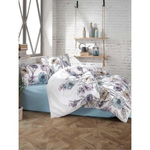 Elart 4 Pcs Duvet Cover Linens Set Sheet Pillow Cases %100 Cotton White Floral King Size 240*260cm Bedroom Home Textile 2021