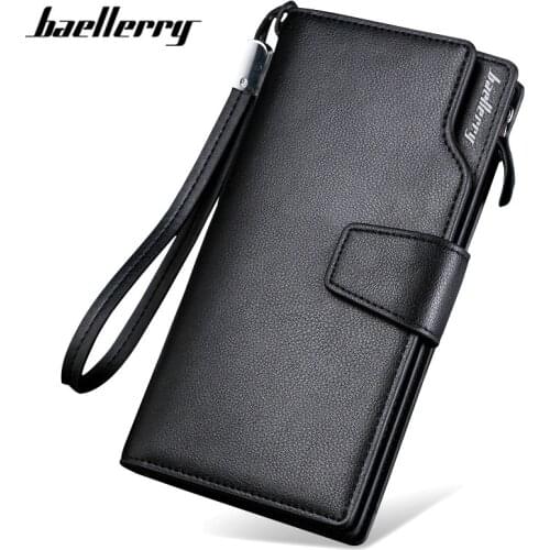 Baellerry Luxury Brand Mens Wallets Men Long Purse Wallet Male Clutch PU Leather Zippers Wallet Men Business Wallet Coin Purse