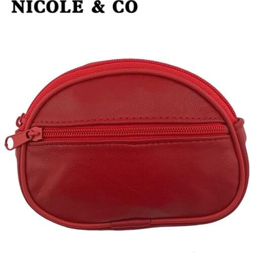 NICOLE & CO 2021 Leather Coin Purse Black Mini Wallet Solid Genuine Leather Zipper Small Purse Wallet Change Bag ID BAG