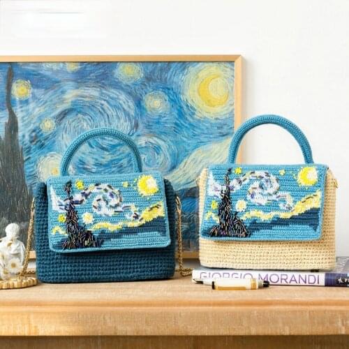 Creative Starry Night Crochet Handbag Chain Shoulder Bag Material Bag DIY Handmade Knitting Package With Tools