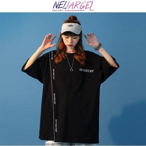 NELLARGEL Women Zipper Harajuku Y2k Kawaii Black T-shirts 2021 Summer Female Designer Funny Streetwear Tee Girl Causal Kpop Tees