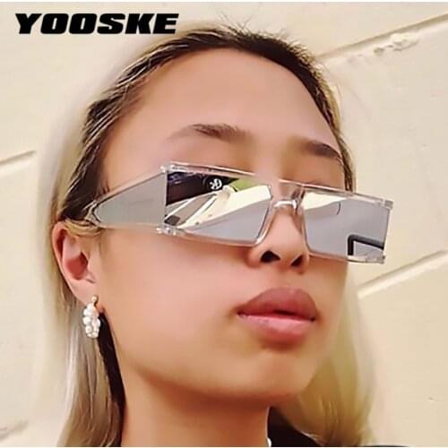 YOOSKE Fashion Punk Sunglasses Women Square Temples Sun Glasses Men Luxury Brand Black Rectangle Colored Glasses UV400 Outdoors