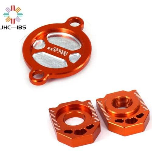 Motorcycle CNC Billet Engine Oil Filter Cover Cap Rear Block Chain Adjuster For SX-F XC-F EXC-F XCF-W SX-F EXC-F XC-F 250 350
