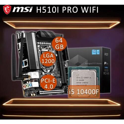 MSI H510I PRO WIFI Gaming Motherboard With Intel Core i5 10400F Motherboard Combo Intel i5 CPU Intel H510 Placa-mãe 1200 New