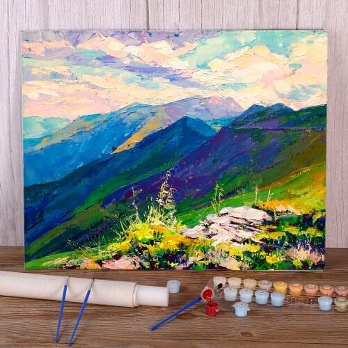 Landscape Borzhava DIY Painting By Numbers Complete Kit Acrylic Paints 50*70 Oil Painting Decoration Crafts Adults Drawing