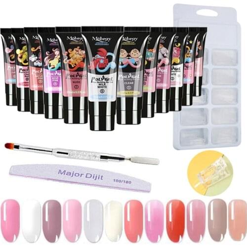16Pcs/lot Poly Nail Gel Set Finger Extension Clear Pink Jelly Poly Nail Gel Quick Building DIY Nail Art Decoration Nail Salon
