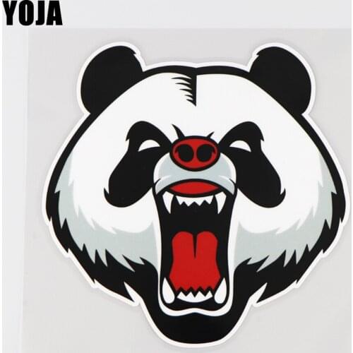 YOJA 14.5X14.5CM Angry Panda Refective Car Sticker Vinyl Decal Cartoon Animal Decoration 19A-0098