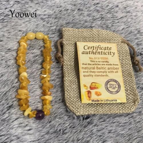 Yoowei Wholesale Natural Amber Bracelet/Necklace Amethyst Quartz Agate Stone Customized diy Gems Baltic Amber Jewelry Supplies
