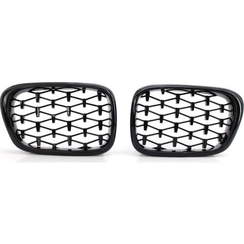 A Pair Diamond Grills Meteor Style Car Front Kidney Grill For BMW E39 5-Series 525i 528i 530i 1997-2004 Front Bumper Grille