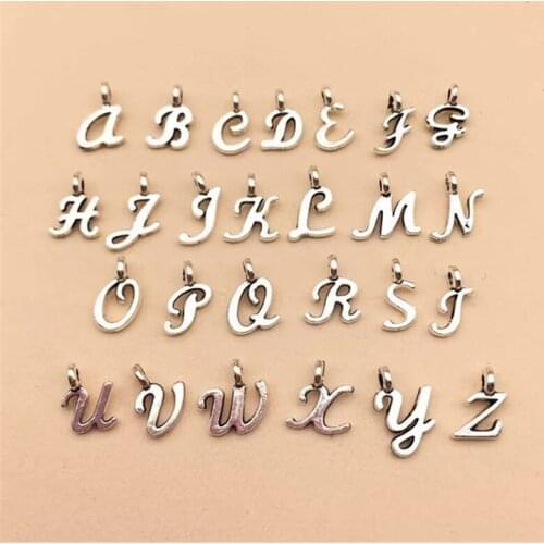 26pcs Stainless Steel 26 Letters Charm Pendant A To Z Alphabet Necklace Bracelet Charms DIY Jewelry Handmade Accessories