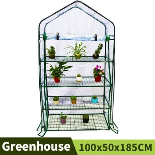 PVC Outdoor Balcony Garden Greenhouse Gardening Plant Flower Stand Waterproof Insulation Shed Agriculture Tools 100x50x185cm