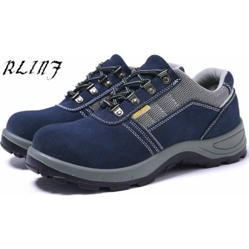 RLINF Leather Anti-static Breathable Anti-mite Stab PU Bottom Work Shoes Safety Shoes