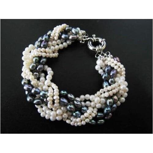 Handwork Real Pearl Bracelet,7.5inches Genuine Black Freshwater Pearls Bracelet,Perfect Women Birthday Party Gift Jewellery