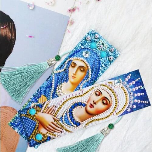Santa Maria DIY Diamond Cross Stitch Notebook Bookmark Kit, Diamond painting Mosaic Notepad Bookmarks Handmade Gift