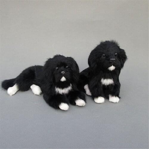 Fancytrader Cute Lifelike Animal Black Dog Plush Toy Realistic Dogs Decoration Gift 2 Models Simulation Newfoundland Dog Toy
