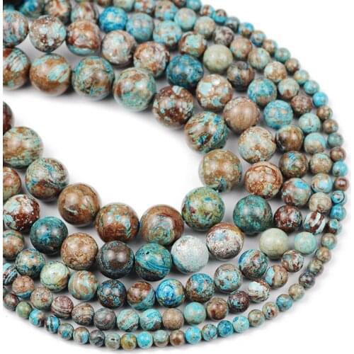 Blue Decorative Pattern Carnelian Ball 4/6/8/10/12MM Round Natural Stone Loose Beads For Charm Jewelry Making DIY Accessories