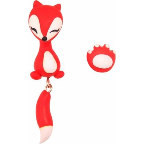TTPAIAI 30 New Design Handmade Polymer Clay Cute Red Fox Earrings For Women Girls Fashion Cartoon 3D Animal Earrings Best Gift