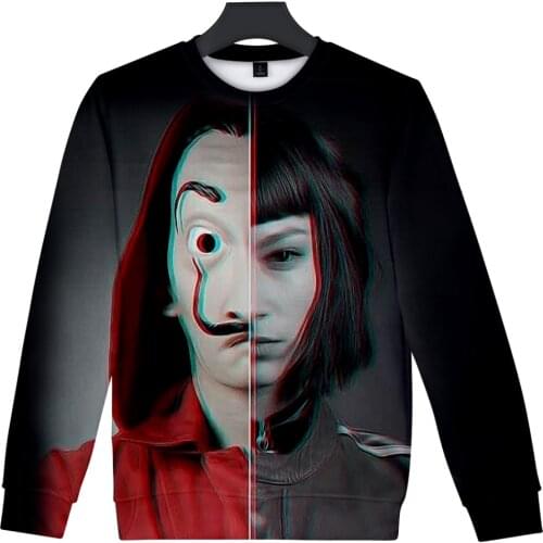 TV series La casa de papel Money Heist House of Paper 3D Round neck sweatshirt Men/Women Casual Harajuku O-neck Clothes