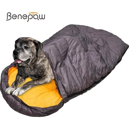 Benepaw Cozy Dog Sleeping Bag Waterproof Portable Travel Short Fleece Inner Pet Bed For Camping And Backpacking Easy To Clean