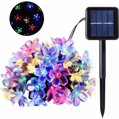 Outdoor 8 Colors 50 Leds Floral Solar String Lights Waterproof Outdoor Fairy Light Garden Christmas Holiday Garland Decor Light
