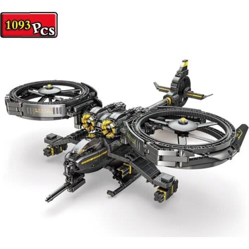 Military Series Futuristic Science Fiction Movie Spiral Wing Fighter DIY Model Building Blocks Bricks Toys Gifts