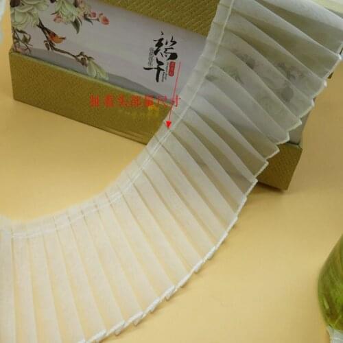 2M/lot 8.5CM wide European yarn white pleated lace Womens skirt side collar sleeve trimmed decorative lace SC364