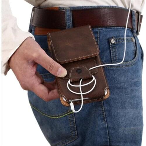 Mobile Phone Waist Bag Belt Case 4.7 5.5 Inch For Iphone 6 6S 7 8 Plus Outdoor Leather Hook Clip Belt Pouch Holster Cover Case