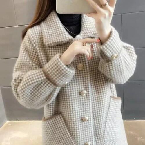 Women 2020 Autumn Winter Imitation Mink Cashmere Sweater Coat New Female Thicken Warm Jacket Loose Casual Knitted Cardigans