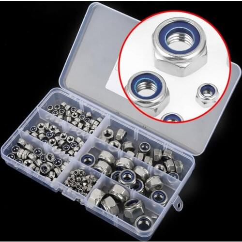 1 Set 175Pcs M3 M4 M5 M6 M8 M10 M12 Stainless Steel Hex Nuts Screw Assortment Kit With Plastic Box Fasteners Hardware